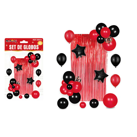 Set de globos con cortina rojo 36pcs