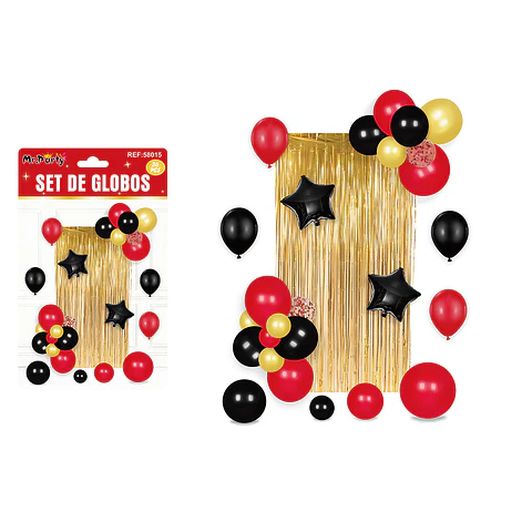 Set de globos con cortina dorado 36pcs