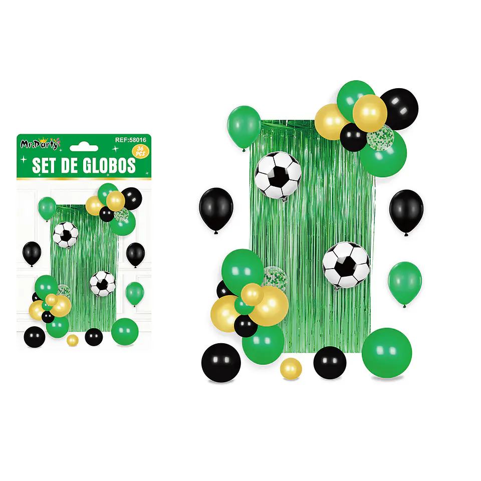 Set de globos con cortina verde 36pcs 1