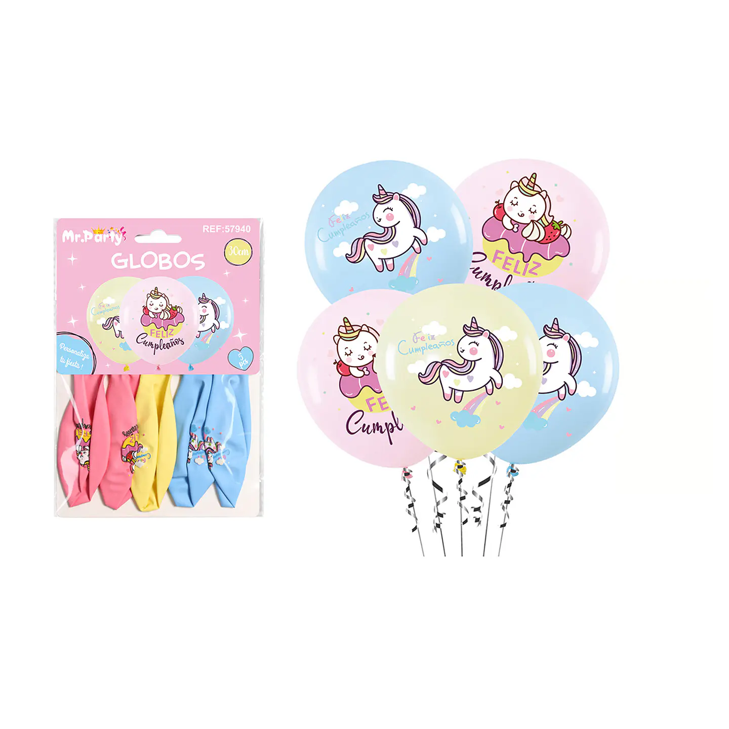 Globos de látex unicornio 30cm 5pcs 1