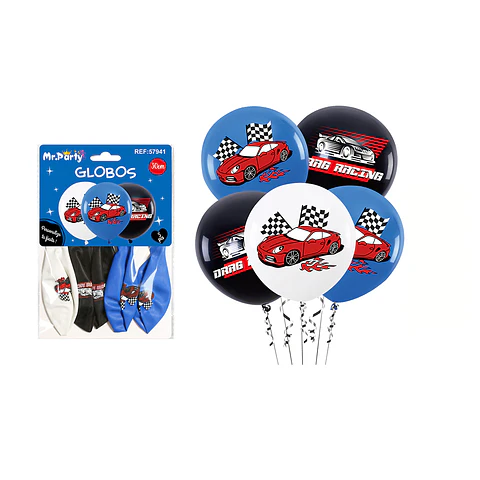 Globos de látex racing car 30cm 5pcs