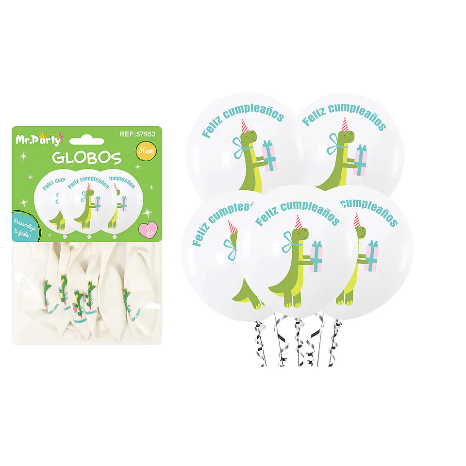 Globos de látex dinosaurios 30cm 5pcs 1