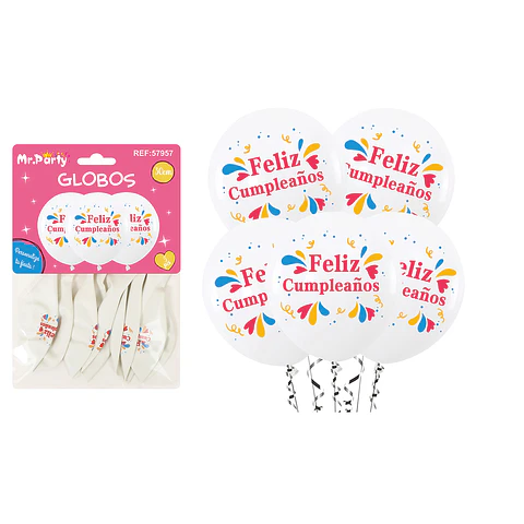 Globos de látex feliz cumpleaños 30cm 5pcs