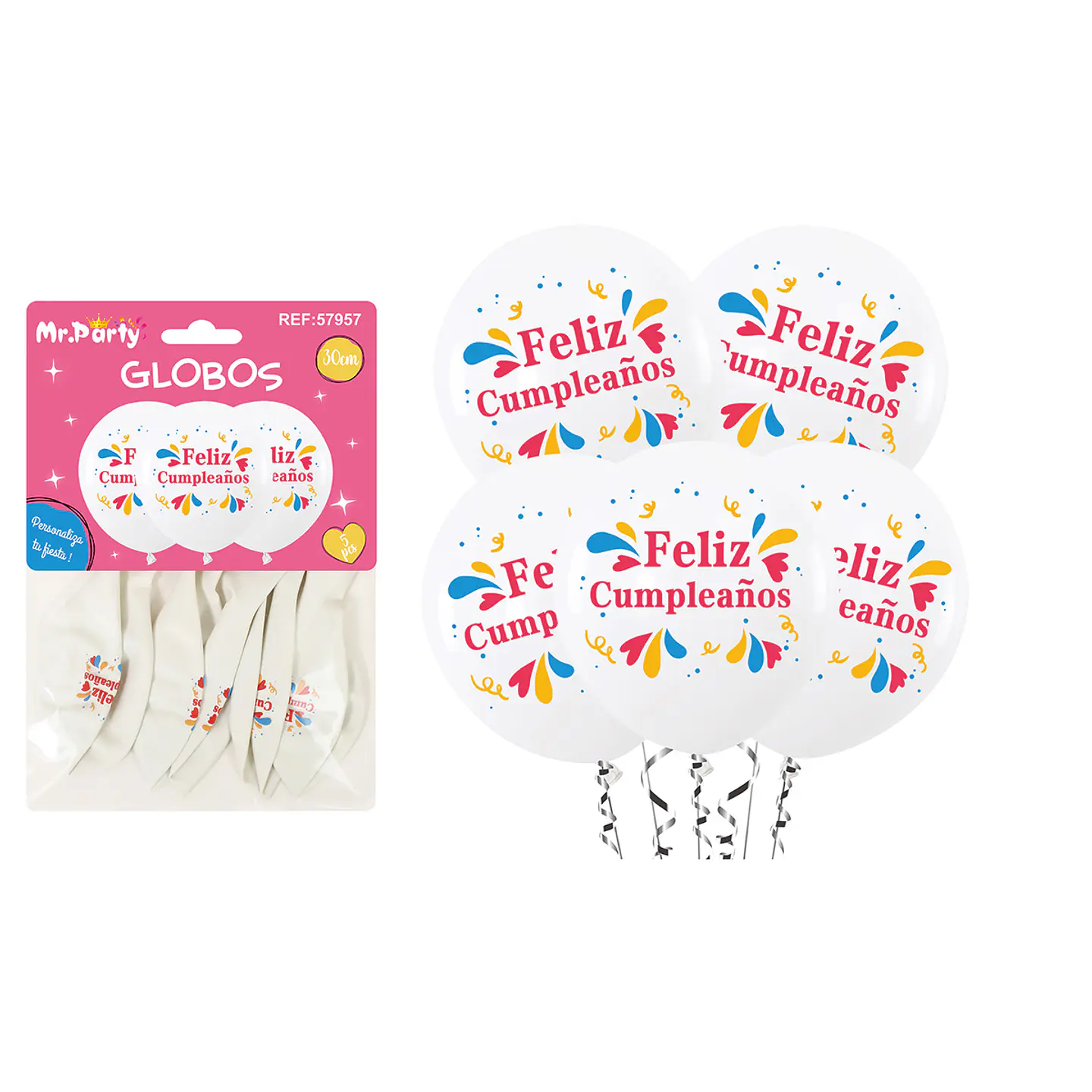 Globos de látex feliz cumpleaños 30cm 5pcs 1