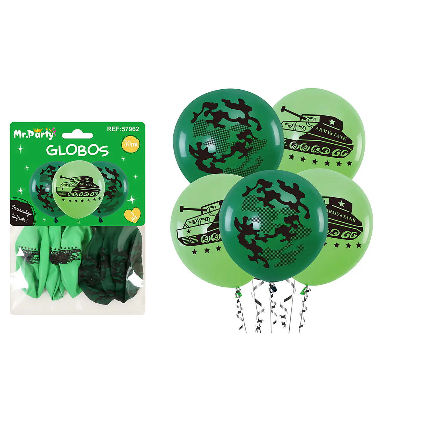 Globos de látex verde tanque 30cm 5pcs 1