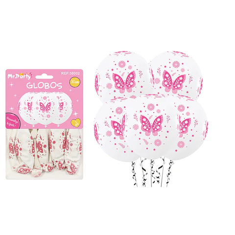 Globos de látex mariposas 30cm 5pcs