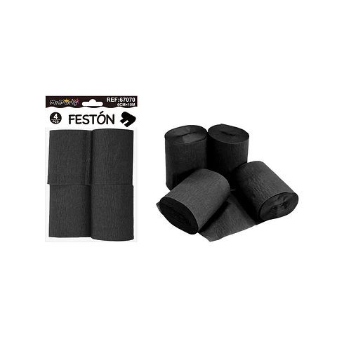 Festón de fiesta decorativo negro 6cm*10m 4pcs