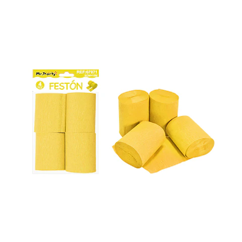 Festón de fiesta decorativo amarillo 6cm*10m 4pcs