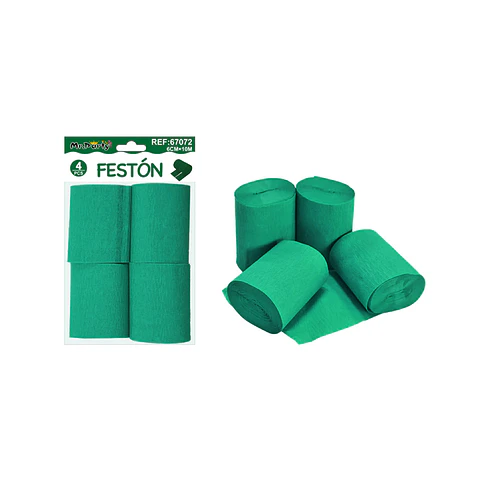 Festón de fiesta decorativo verde 6cm*10m 4pcs
