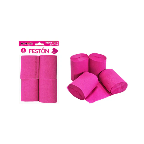 Festón de fiesta decorativo fucsia 6cm*10m 4pcs