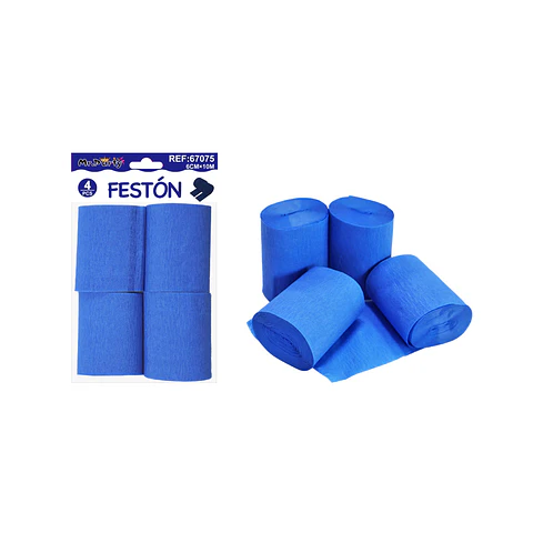 Festón de fiesta decorativo azul 6cm*10m 4pcs