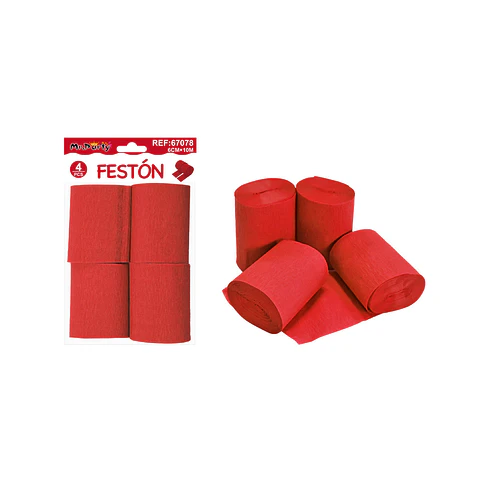 Festón de fiesta decorativo rojo 6cm*10m 4pcs