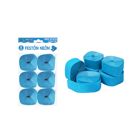 Festón neón azul 3.5cm*10m 6pcs