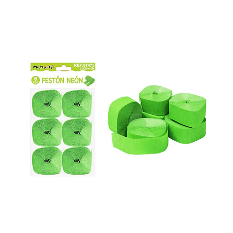 Festón neón verde 3.5cm*10m 6pcs