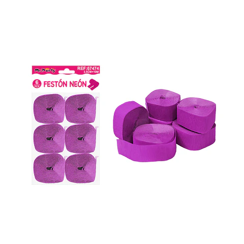 Festón neón fucsia 3.5cm*10m 6pcs