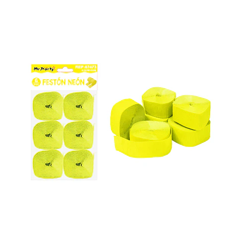 Festón neón amarillo 3.5cm*10m 6pcs
