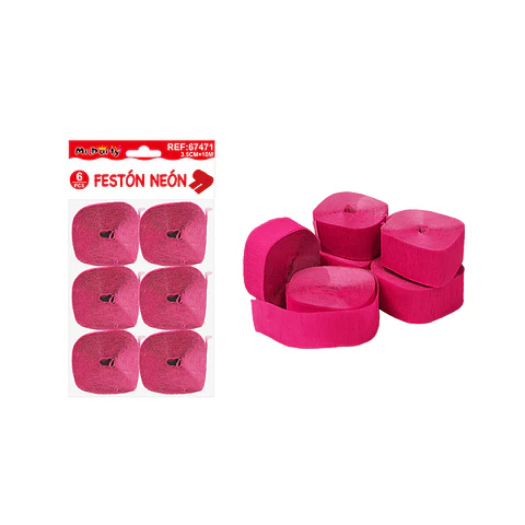 Festón neón rojo intenso 3.5cm*10m 6pcs