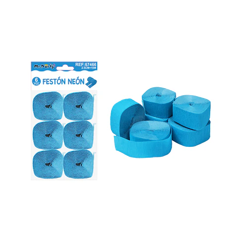 Festón neón azul 2.5cm*10m 6pcs