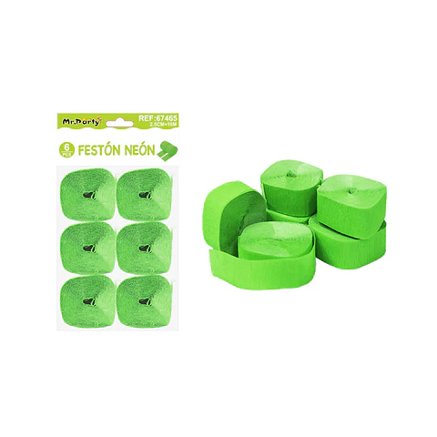 Festón neón verde 2.5cm*10m 6pcs