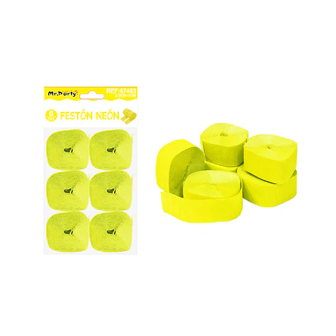 Festón neón amarillo 2.5cm*10m 6pcs
