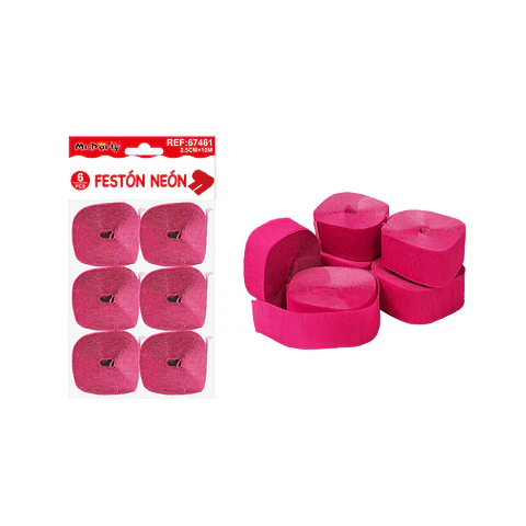 Festón neón rojo intenso 2.5cm*10m 6pcs