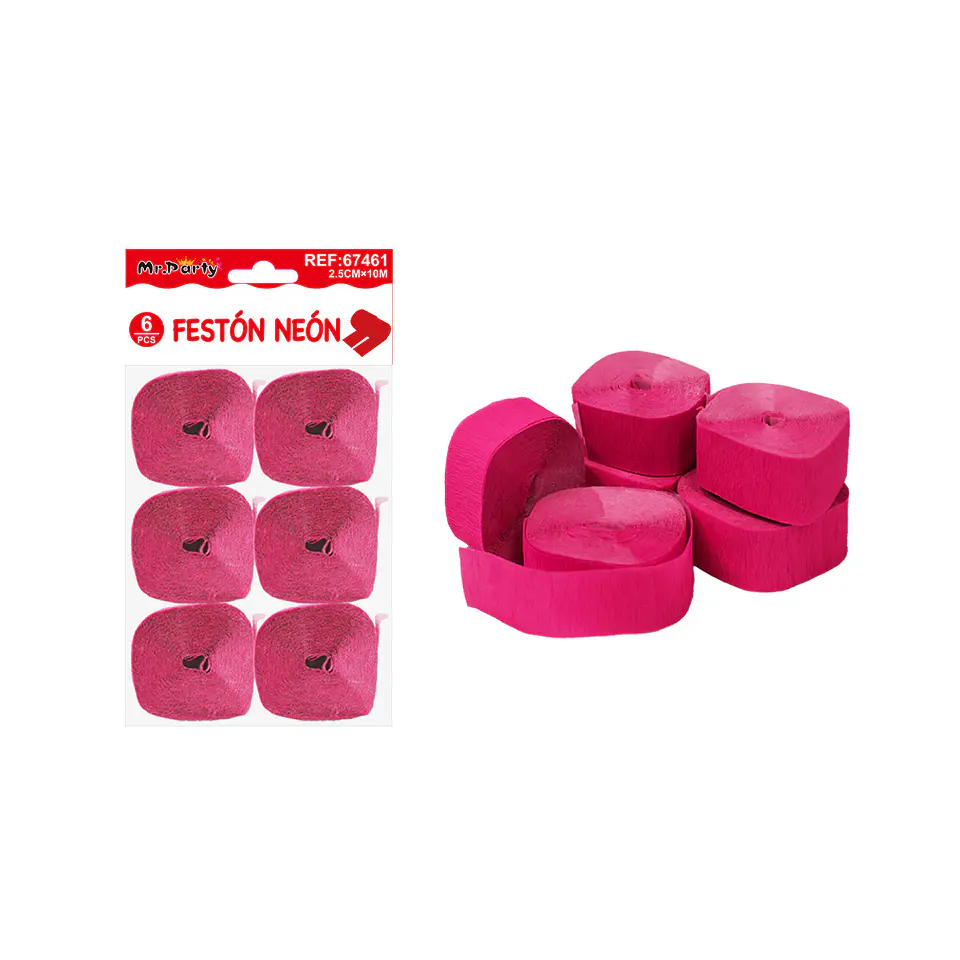 Festón neón rojo intenso 2.5cm*10m 6pcs 1
