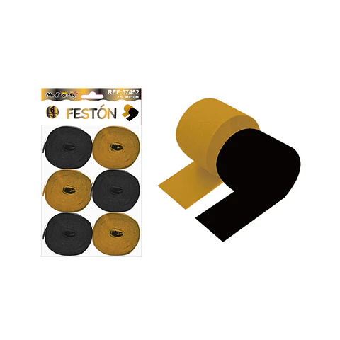Festón dorado y negro 2.5cm*10m 6pcs
