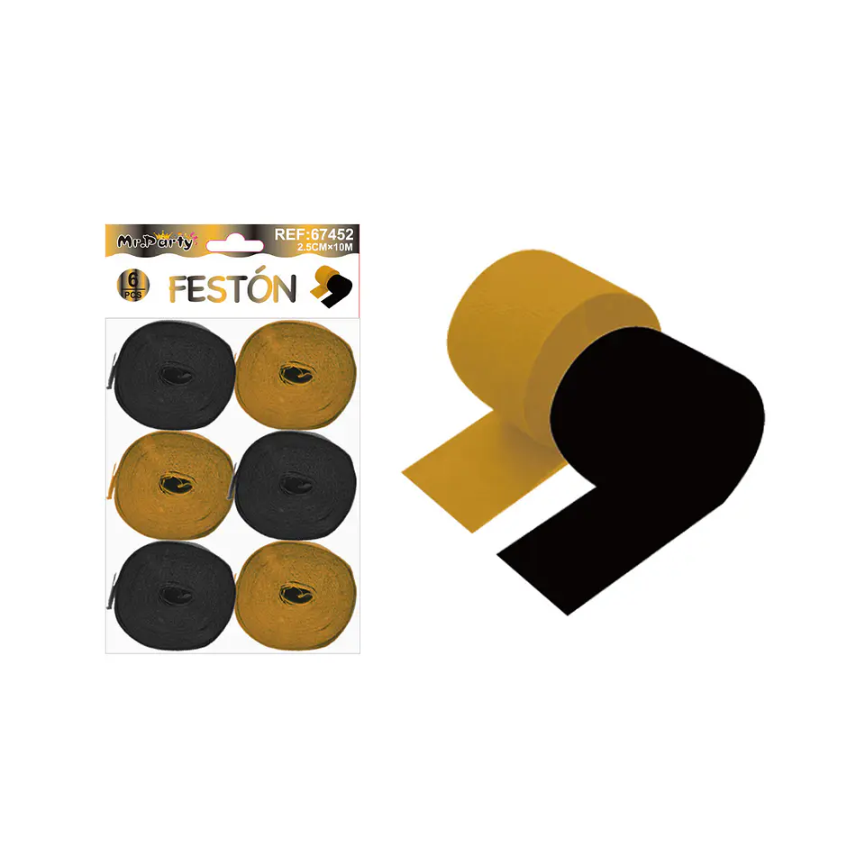 Festón dorado y negro 2.5cm*10m 6pcs 1