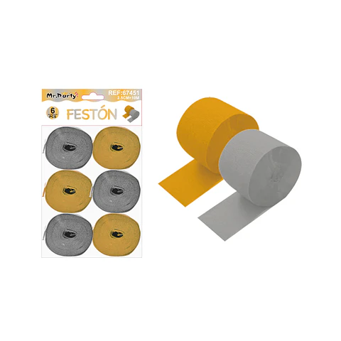 Festón dorado y plateado 2.5cm*10m 6pcs