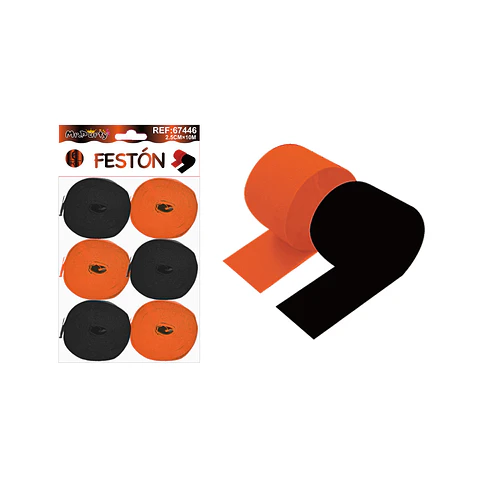 Festón negro y naranja 2.5cm*10m 6pcs