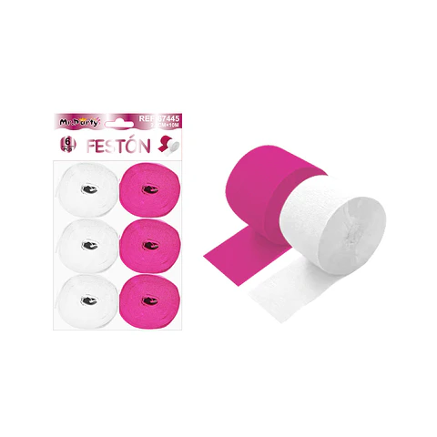 Festón rosa claro y blanco 2.5cm*10m 6pcs