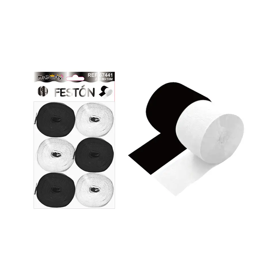 Festón negro y blanco 2.5cm*10m 6pcs 1