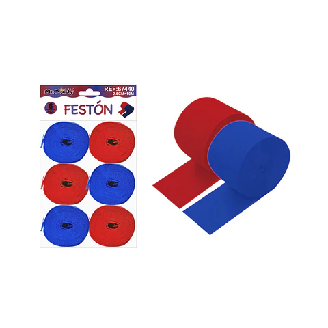 Festón azul oscuro y rojo intenso 2.5cm*10m 6pcs