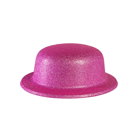 Sombrero de fiesta redondo con glitter fucsia