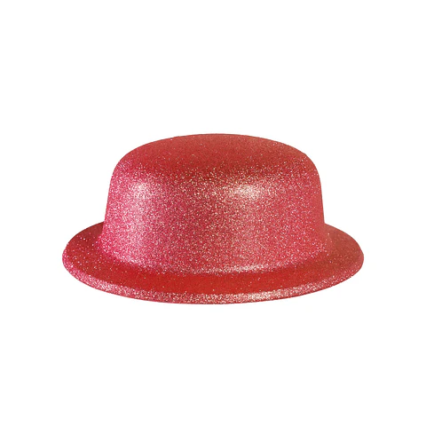 Sombrero de fiesta redondo con glitter rojo intenso