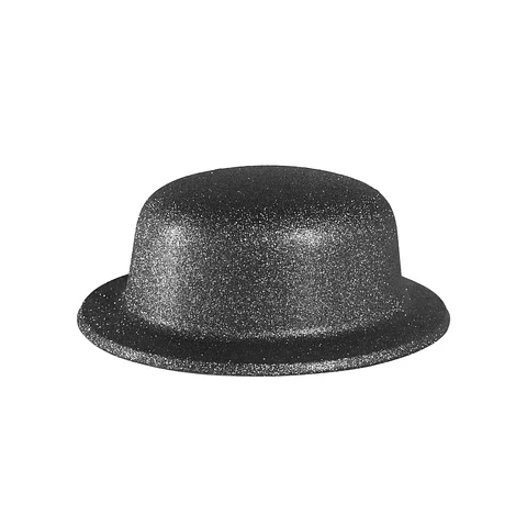 Sombrero de fiesta redondo con glitter negro