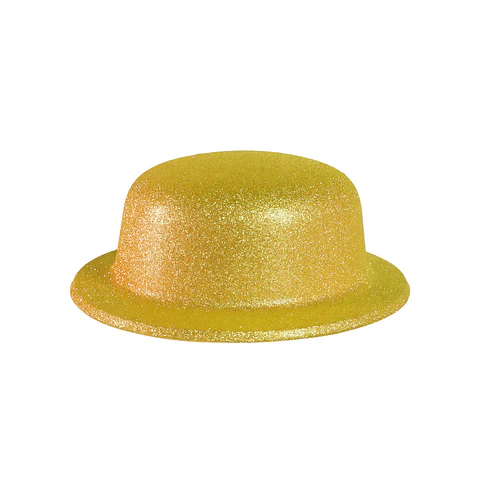 Sombrero de fiesta redondo con glitter dorado