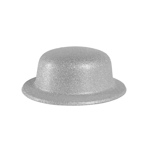 Sombrero de fiesta redondo con glitter plateado