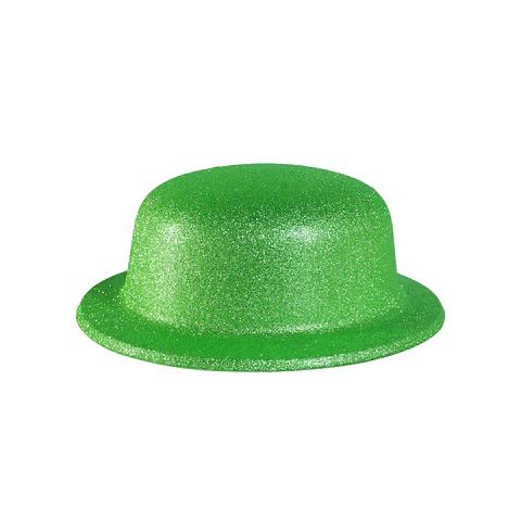 Sombrero de fiesta redondo con glitter verde