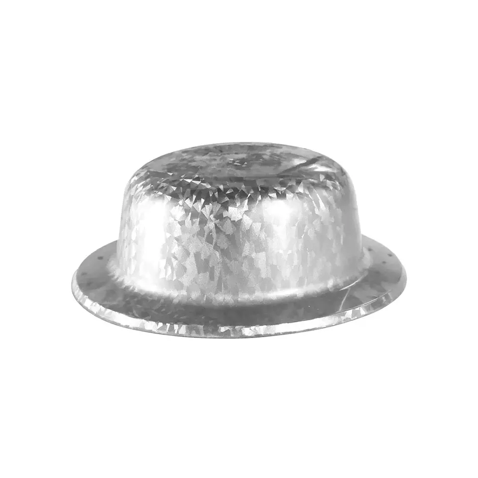 Sombrero de fiesta redondo láser plateado 1