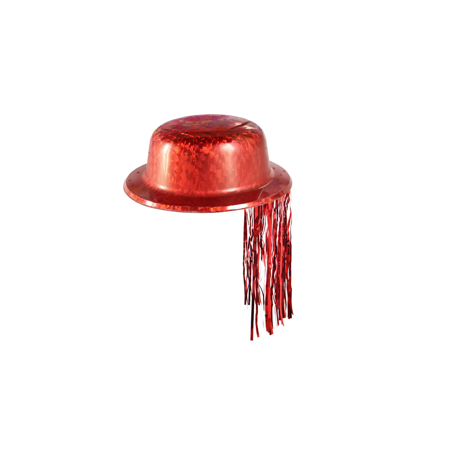 Sombrero redondo metalizado con flecos rojo 1