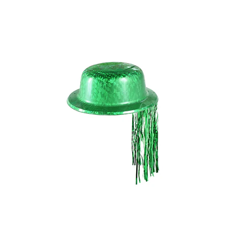 Sombrero redondo metalizado con flecos verde