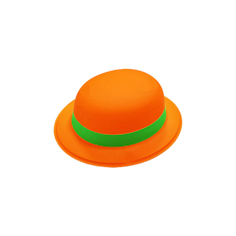 Sombrero redondo fluorescente naranja con banda verde