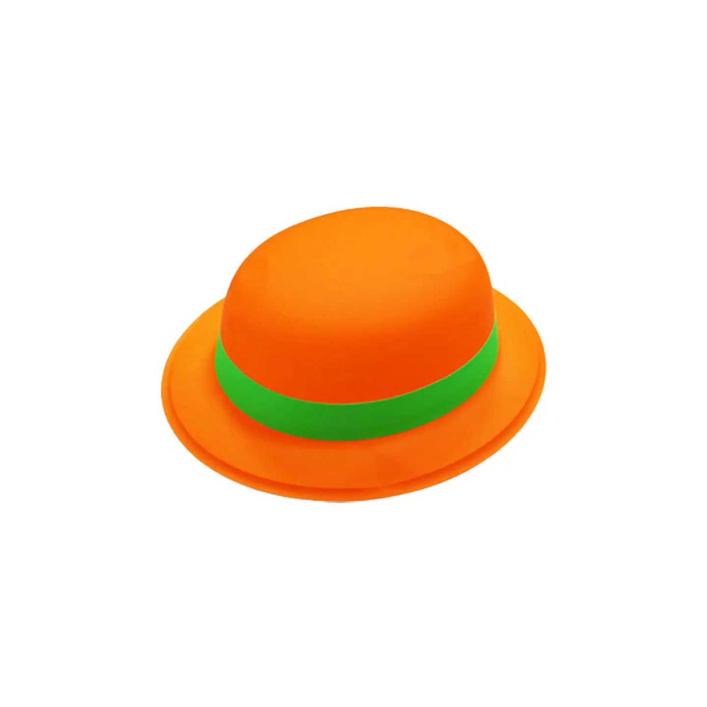 Sombrero redondo fluorescente naranja con banda verde 1
