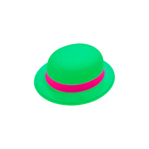 Sombrero redondo fluorescente verde con banda fucsia