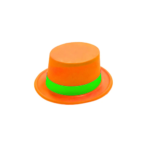 Sombrero alto fluorescente naranja con banda verde