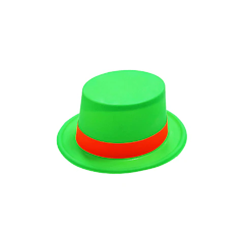 Sombrero alto fluorescente verde con banda rojo