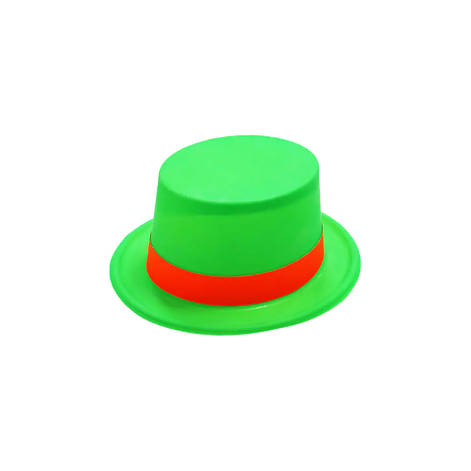 Sombrero alto fluorescente verde con banda rojo 1