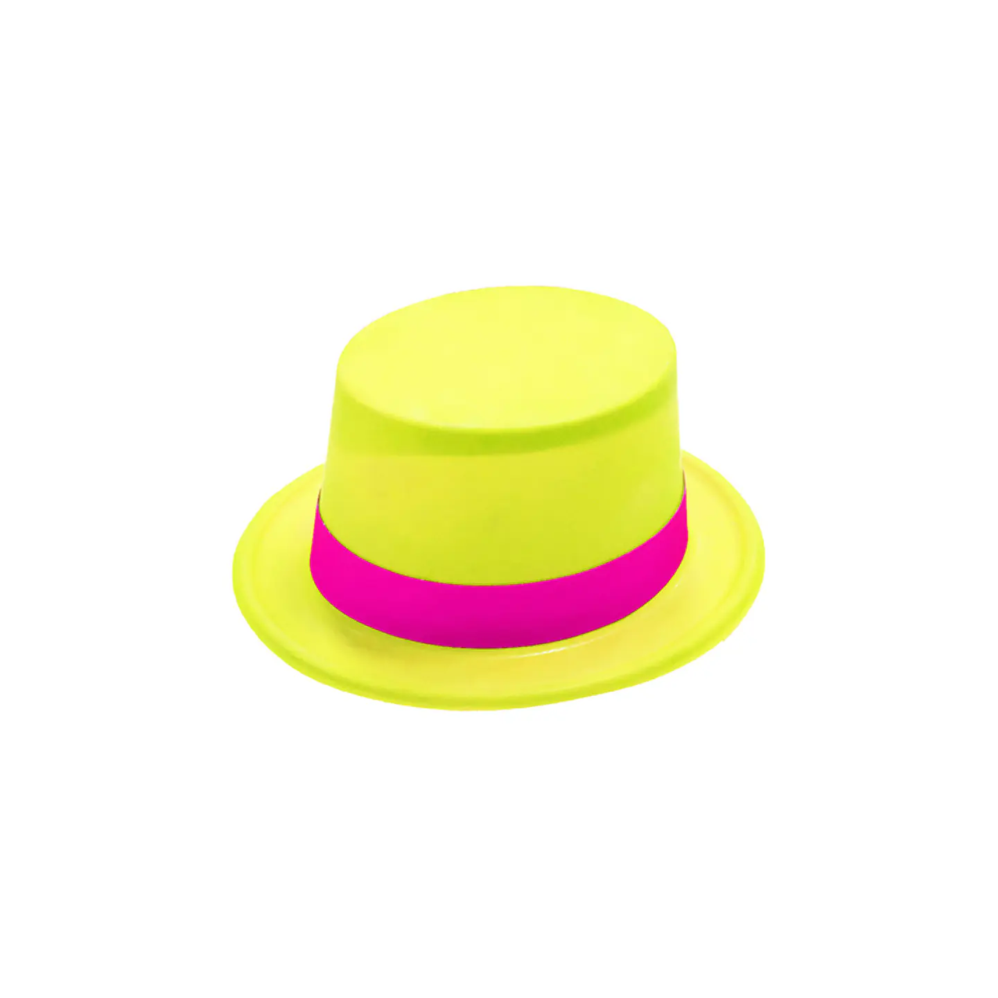 Sombrero alto fluorescente amarillo con banda fucsia 1