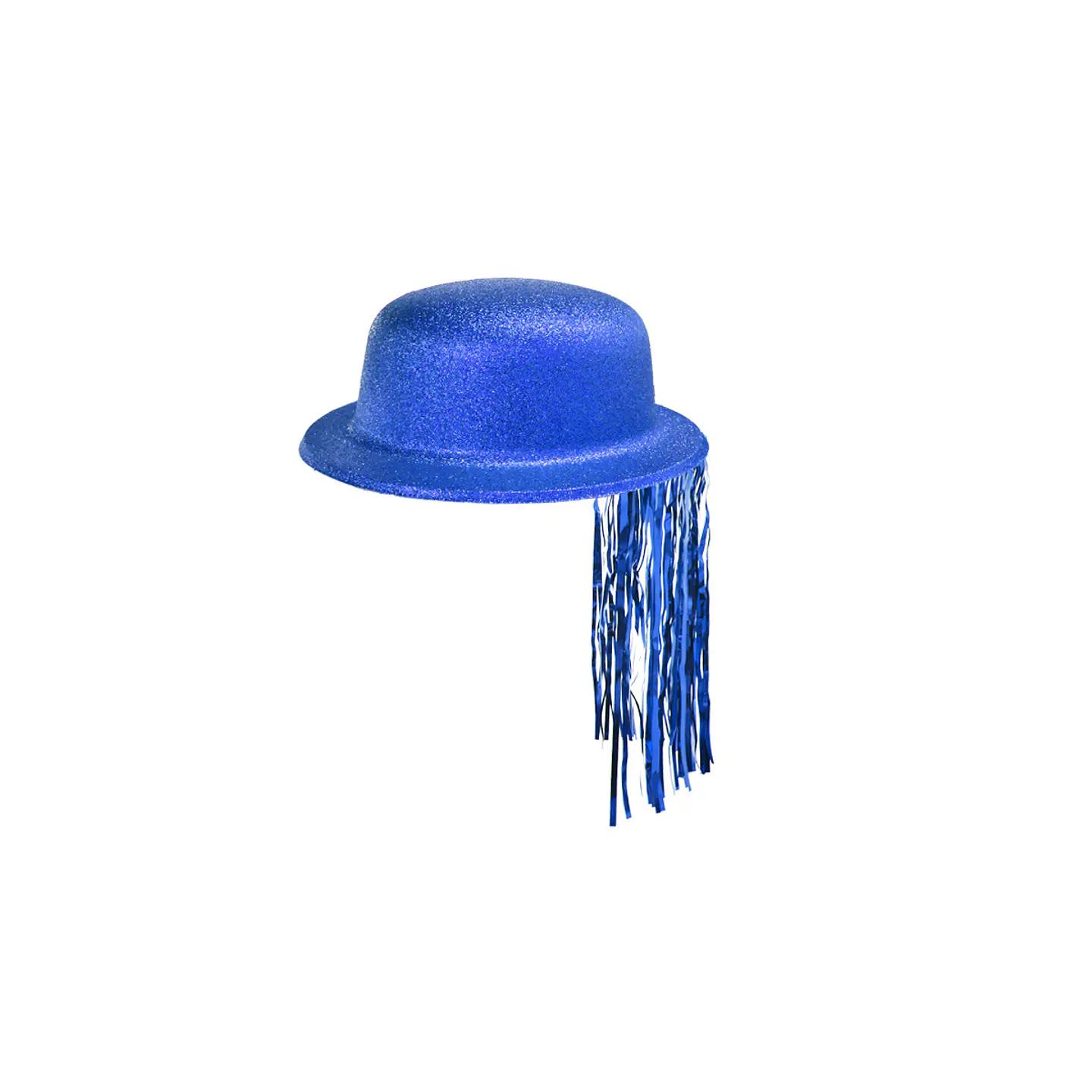 Sombrero redondo con glitter y flecos azul rey 1